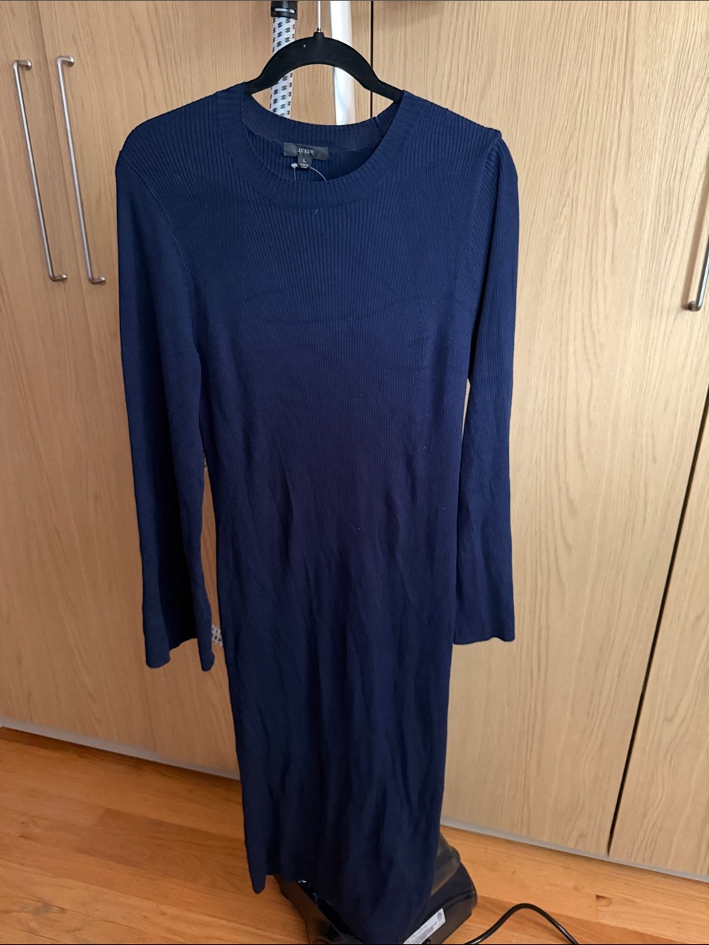 J. Crew Navy Long Sleeve Ribbed Knit Dress